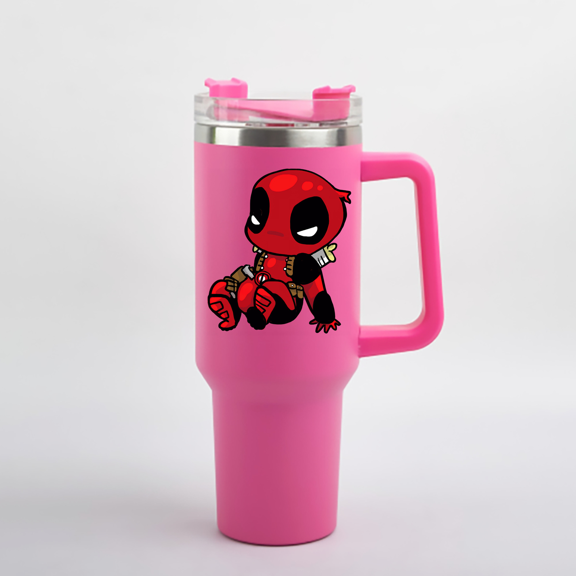 （画像用） Deadpool デッドプール 1200mL車用タンブラー - クリスタルステッカー（プラスチックストロー付き）